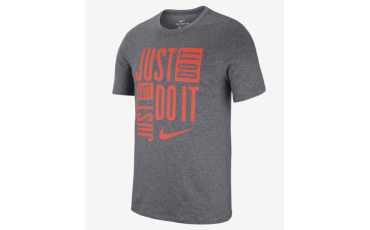 Nike Dri-FIT Cotton T-Shirt Charcoal Heather Team Orange